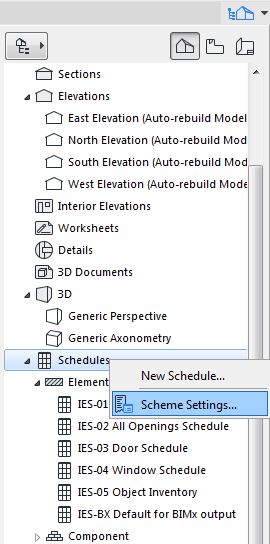 Call menu to set schedules on ARCHICAD